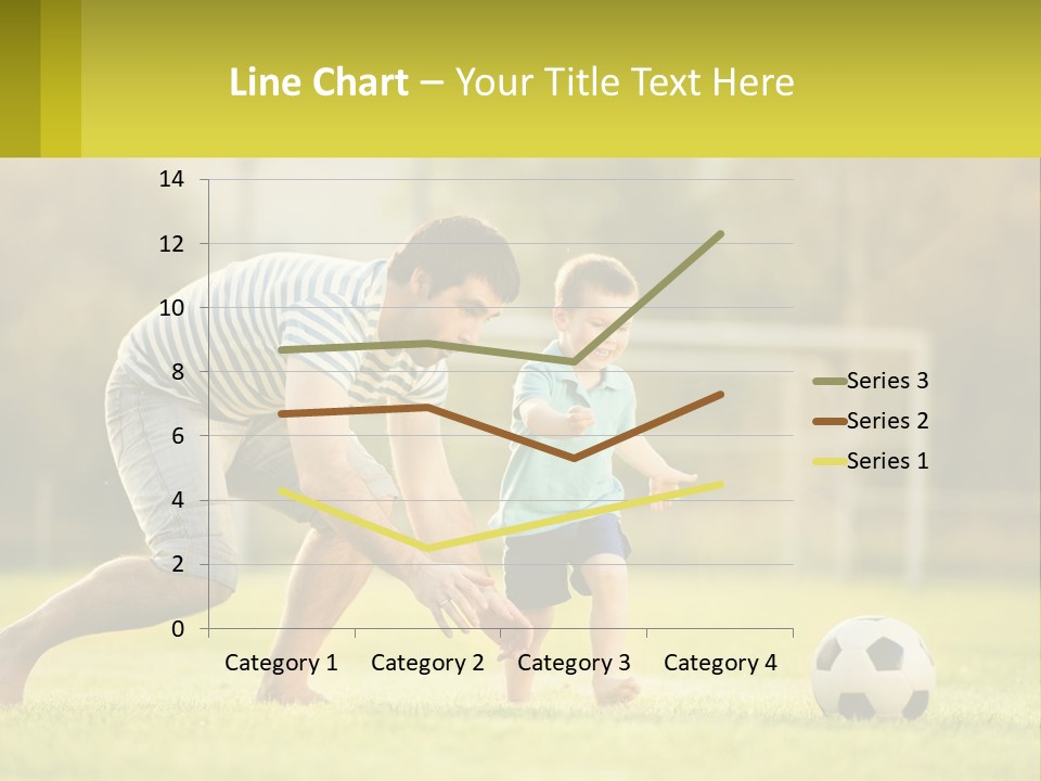 A Father And Son Playing Soccer On A Field PowerPoint Template
