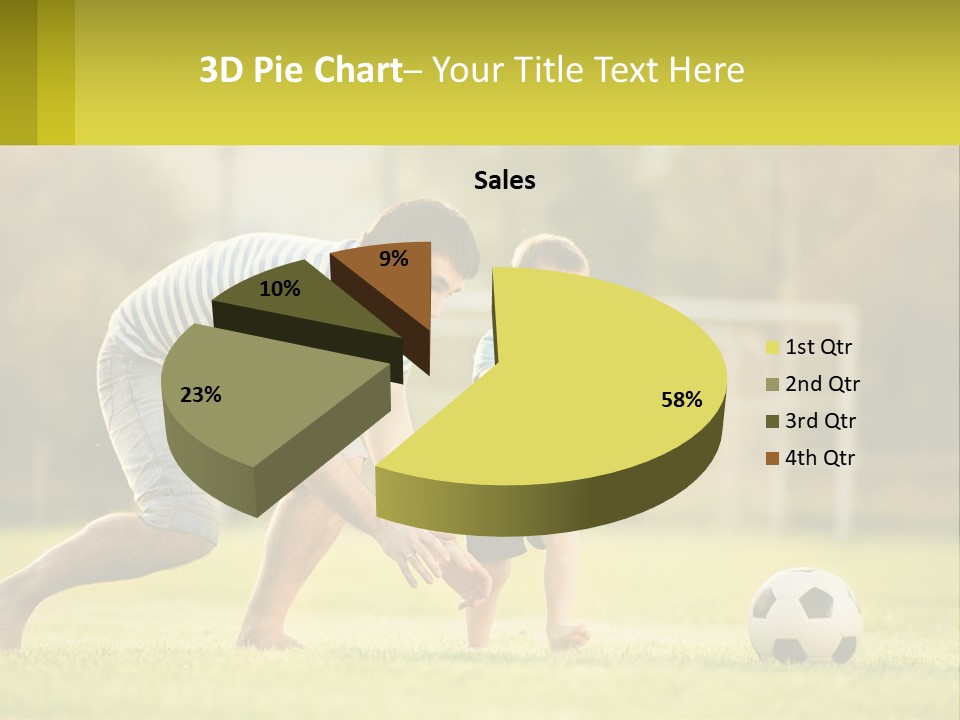 A Father And Son Playing Soccer On A Field PowerPoint Template