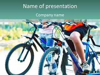 A Couple Of People Riding Bikes Next To Each Other PowerPoint Template