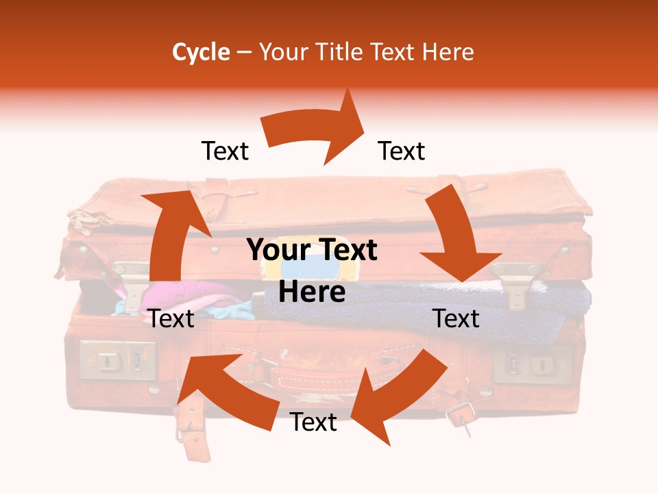 A Piece Of Luggage With A Towel And Other Items In It PowerPoint Template