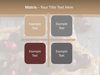 A Piece Of Cake With Cherries And A Cup Of Tea On A Wooden Table PowerPoint Template