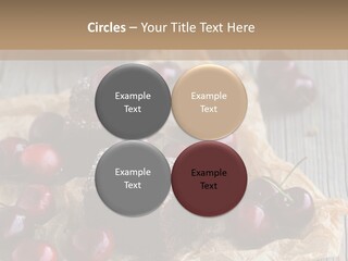 A Piece Of Cake With Cherries And A Cup Of Tea On A Wooden Table PowerPoint Template