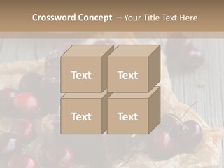 A Piece Of Cake With Cherries And A Cup Of Tea On A Wooden Table PowerPoint Template