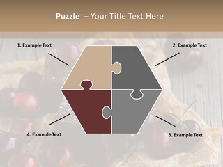 A Piece Of Cake With Cherries And A Cup Of Tea On A Wooden Table PowerPoint Template