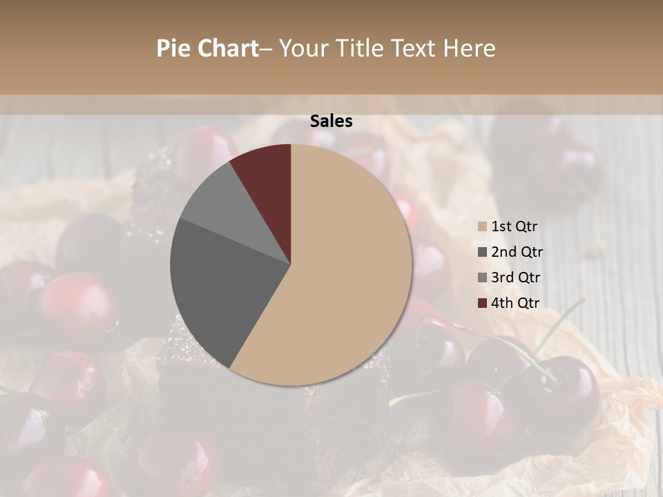 A Piece Of Cake With Cherries And A Cup Of Tea On A Wooden Table PowerPoint Template