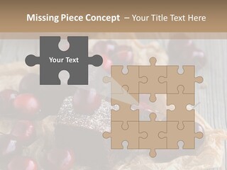 A Piece Of Cake With Cherries And A Cup Of Tea On A Wooden Table PowerPoint Template