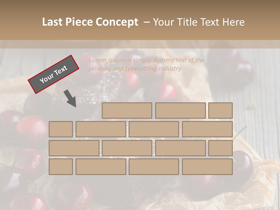 A Piece Of Cake With Cherries And A Cup Of Tea On A Wooden Table PowerPoint Template