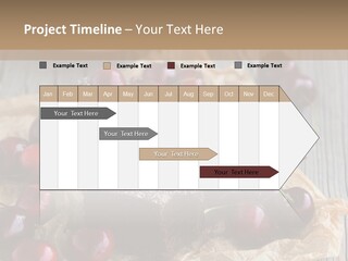 A Piece Of Cake With Cherries And A Cup Of Tea On A Wooden Table PowerPoint Template