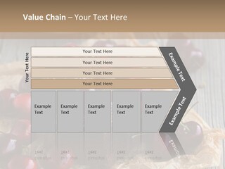 A Piece Of Cake With Cherries And A Cup Of Tea On A Wooden Table PowerPoint Template