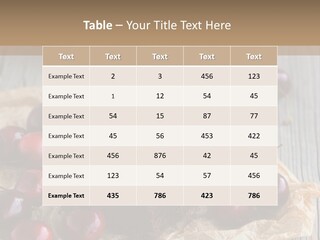 A Piece Of Cake With Cherries And A Cup Of Tea On A Wooden Table PowerPoint Template