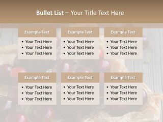 A Piece Of Cake With Cherries And A Cup Of Tea On A Wooden Table PowerPoint Template