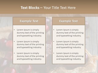 A Piece Of Cake With Cherries And A Cup Of Tea On A Wooden Table PowerPoint Template