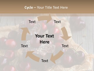 A Piece Of Cake With Cherries And A Cup Of Tea On A Wooden Table PowerPoint Template