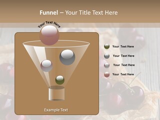 A Piece Of Cake With Cherries And A Cup Of Tea On A Wooden Table PowerPoint Template