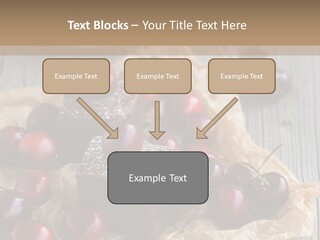 A Piece Of Cake With Cherries And A Cup Of Tea On A Wooden Table PowerPoint Template