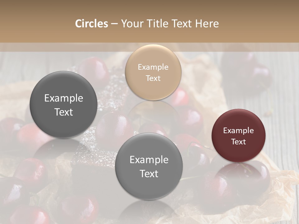 A Piece Of Cake With Cherries And A Cup Of Tea On A Wooden Table PowerPoint Template