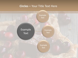 A Piece Of Cake With Cherries And A Cup Of Tea On A Wooden Table PowerPoint Template