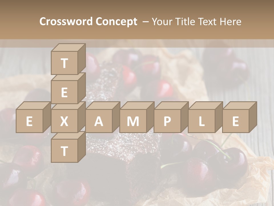 A Piece Of Cake With Cherries And A Cup Of Tea On A Wooden Table PowerPoint Template