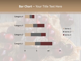 A Piece Of Cake With Cherries And A Cup Of Tea On A Wooden Table PowerPoint Template