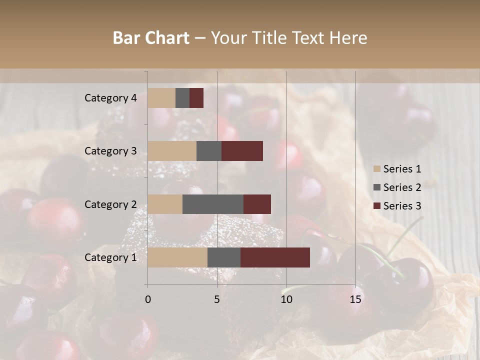 A Piece Of Cake With Cherries And A Cup Of Tea On A Wooden Table PowerPoint Template