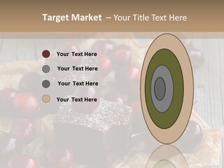 A Piece Of Cake With Cherries And A Cup Of Tea On A Wooden Table PowerPoint Template