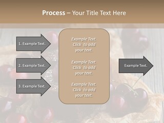 A Piece Of Cake With Cherries And A Cup Of Tea On A Wooden Table PowerPoint Template