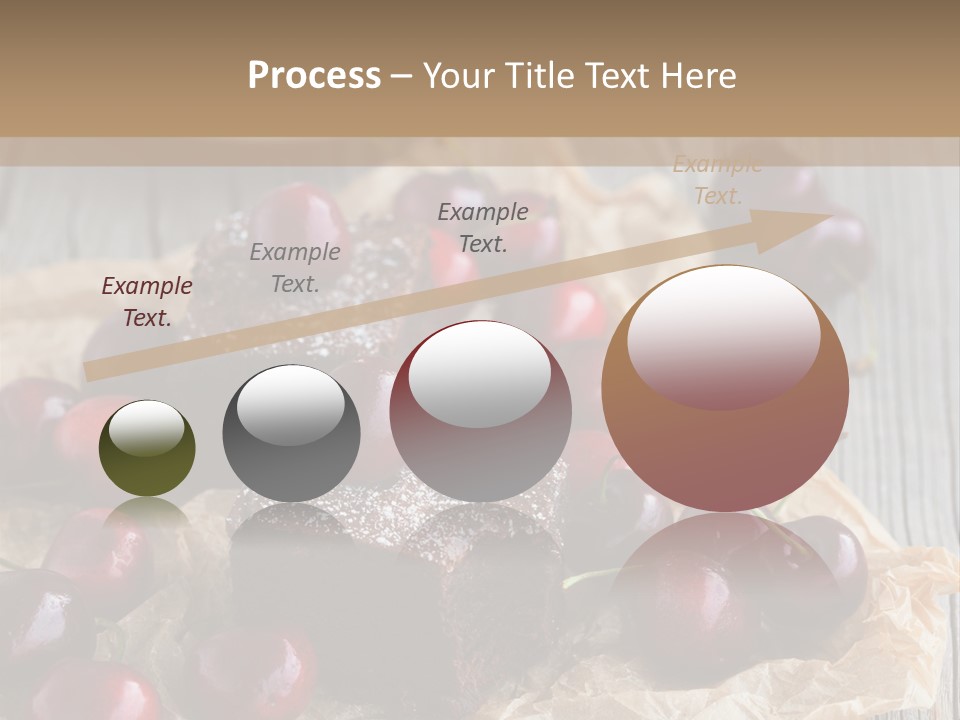 A Piece Of Cake With Cherries And A Cup Of Tea On A Wooden Table PowerPoint Template