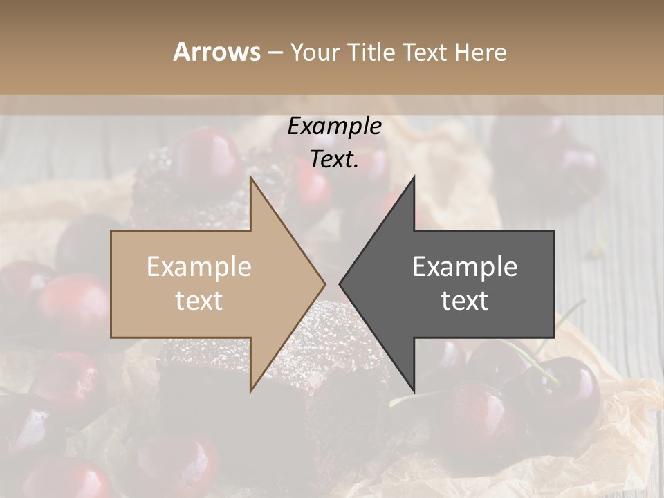 A Piece Of Cake With Cherries And A Cup Of Tea On A Wooden Table PowerPoint Template