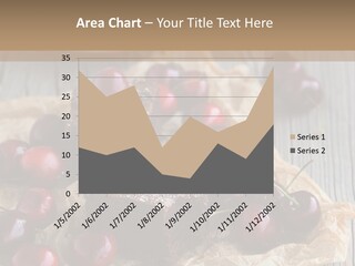 A Piece Of Cake With Cherries And A Cup Of Tea On A Wooden Table PowerPoint Template