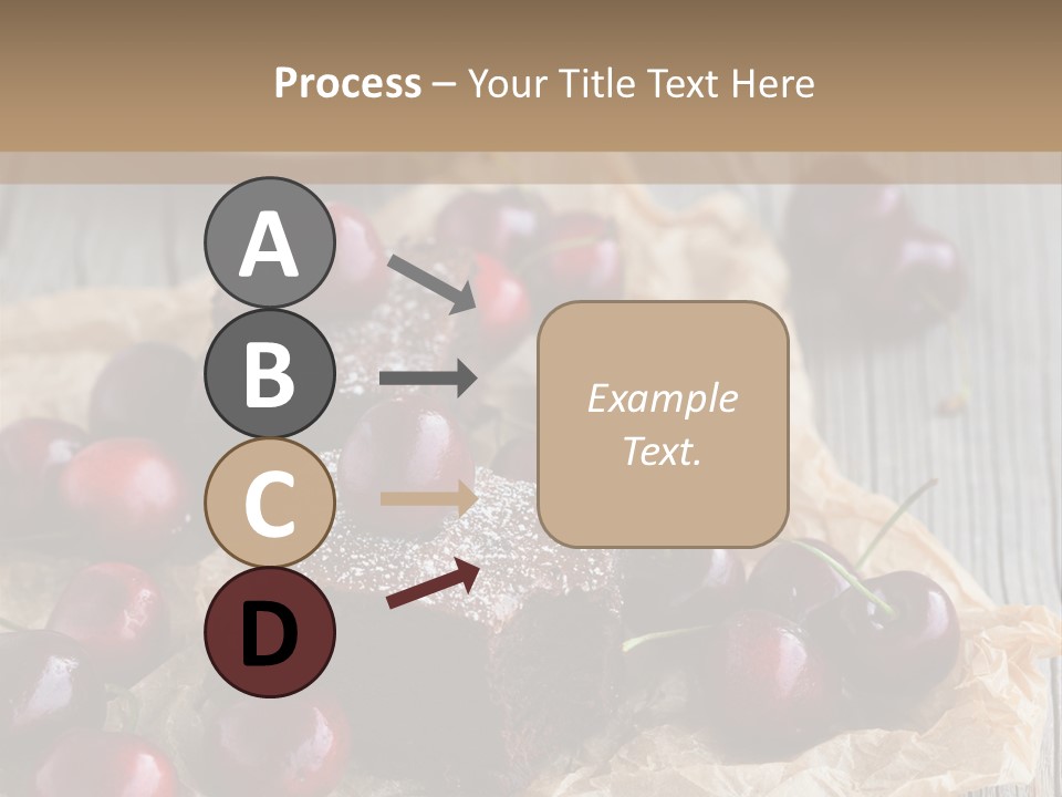 A Piece Of Cake With Cherries And A Cup Of Tea On A Wooden Table PowerPoint Template