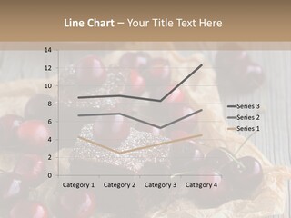 A Piece Of Cake With Cherries And A Cup Of Tea On A Wooden Table PowerPoint Template