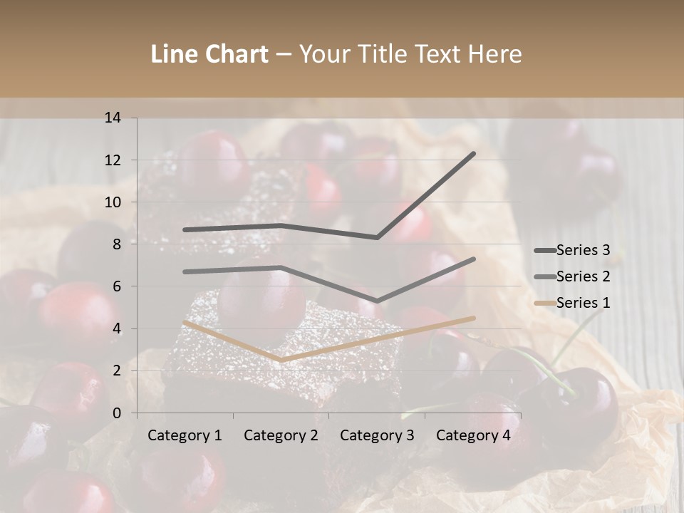 A Piece Of Cake With Cherries And A Cup Of Tea On A Wooden Table PowerPoint Template