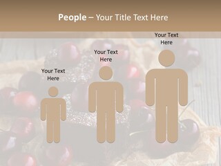 A Piece Of Cake With Cherries And A Cup Of Tea On A Wooden Table PowerPoint Template