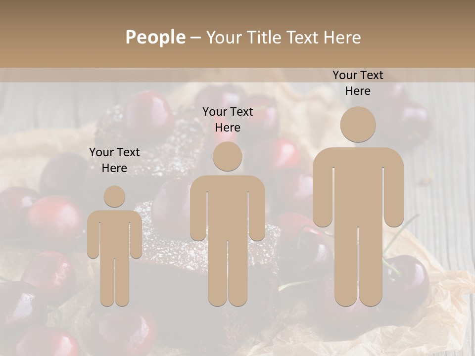 A Piece Of Cake With Cherries And A Cup Of Tea On A Wooden Table PowerPoint Template