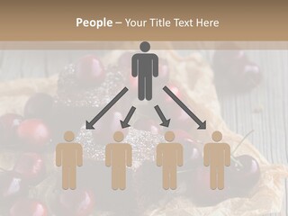 A Piece Of Cake With Cherries And A Cup Of Tea On A Wooden Table PowerPoint Template