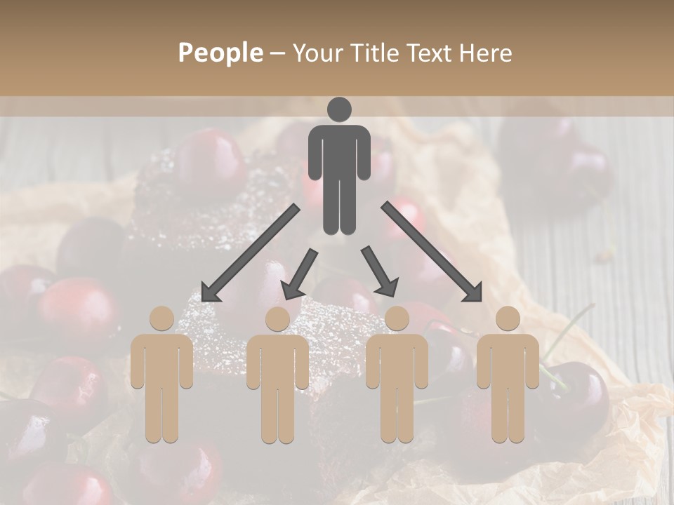 A Piece Of Cake With Cherries And A Cup Of Tea On A Wooden Table PowerPoint Template