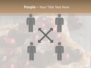 A Piece Of Cake With Cherries And A Cup Of Tea On A Wooden Table PowerPoint Template