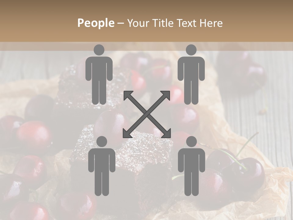 A Piece Of Cake With Cherries And A Cup Of Tea On A Wooden Table PowerPoint Template
