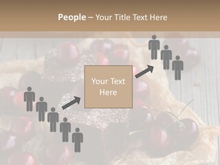 A Piece Of Cake With Cherries And A Cup Of Tea On A Wooden Table PowerPoint Template