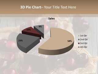 A Piece Of Cake With Cherries And A Cup Of Tea On A Wooden Table PowerPoint Template