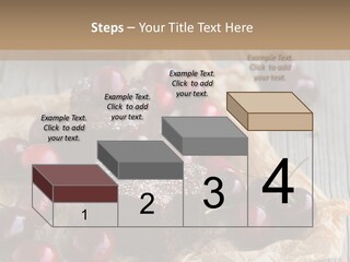 A Piece Of Cake With Cherries And A Cup Of Tea On A Wooden Table PowerPoint Template