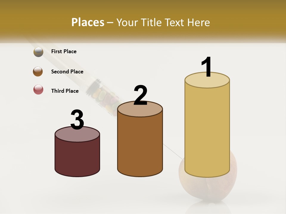 An Apple With A Syring Inside Of It PowerPoint Template