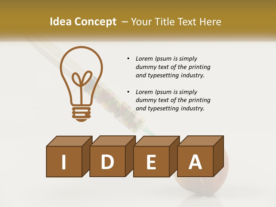 An Apple With A Syring Inside Of It PowerPoint Template
