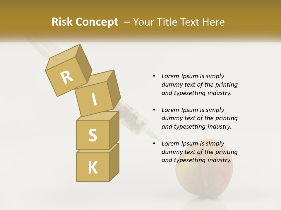 An Apple With A Syring Inside Of It PowerPoint Template