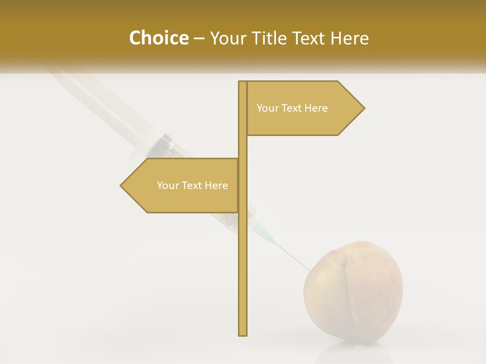 An Apple With A Syring Inside Of It PowerPoint Template