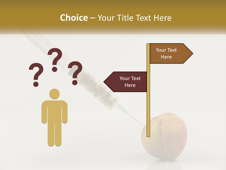 An Apple With A Syring Inside Of It PowerPoint Template