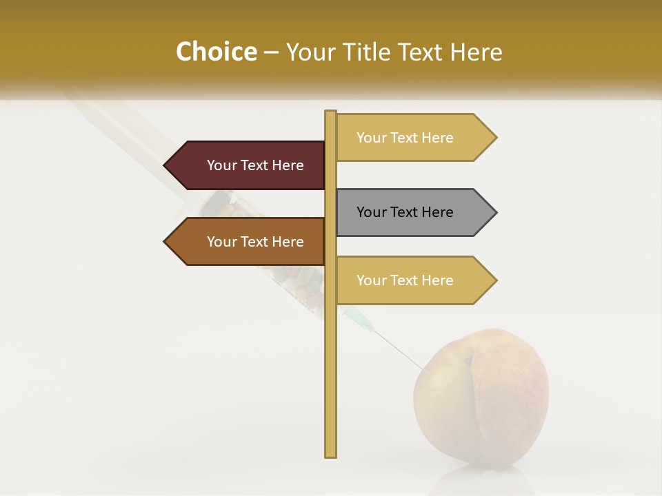 An Apple With A Syring Inside Of It PowerPoint Template