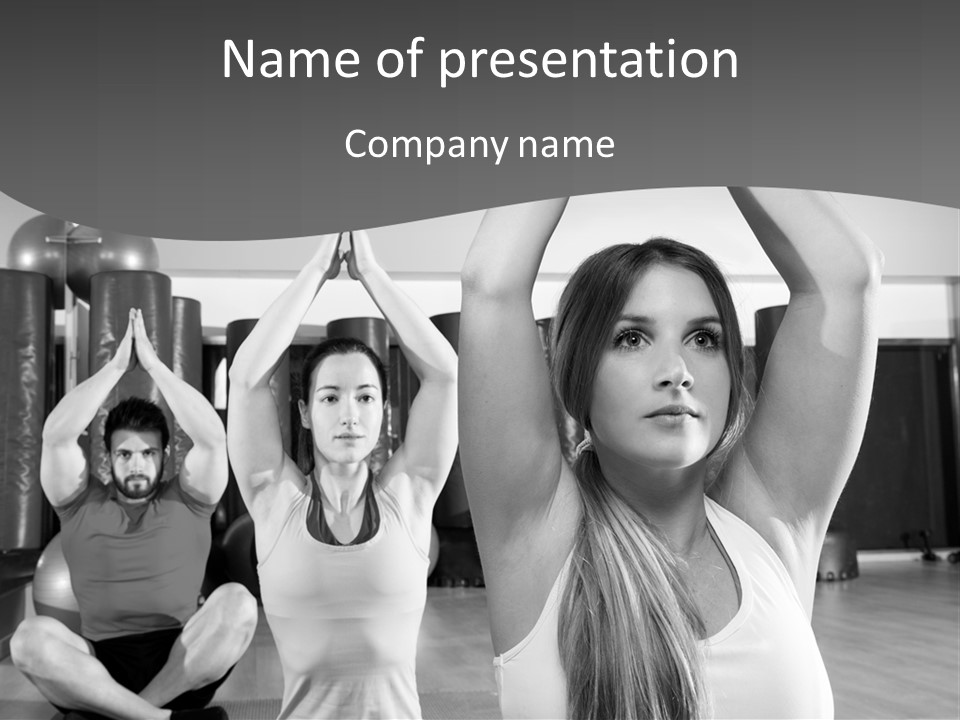 A Group Of People Doing Yoga In A Gym PowerPoint Template