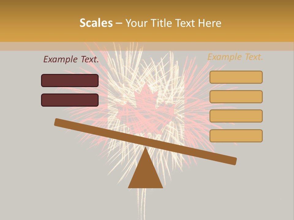 A Canadian Flag With Fireworks In The Background PowerPoint Template