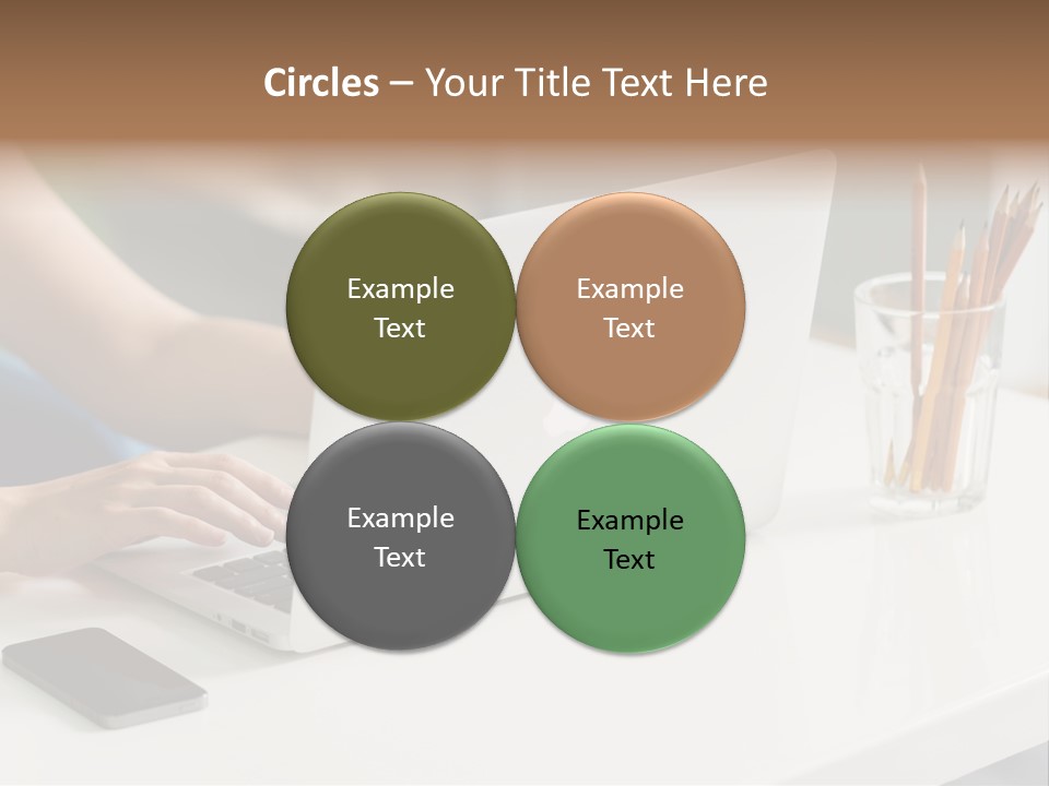 A Woman Using A Laptop Computer On A Desk PowerPoint Template